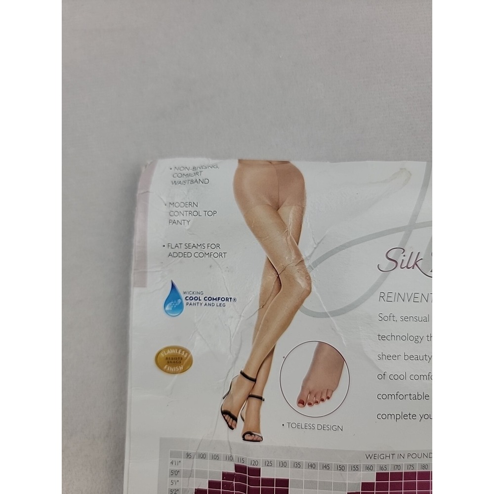 Hanes Silk Reflections Ultra Sheer TOELESS Control Top Pantyhose Size IJ Natural - Picture 2 of 4